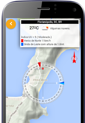 Direção do Vento e Ondas no Mapa